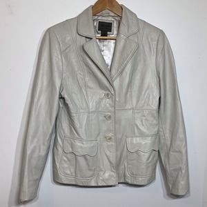 EUC John Paul Richard White‎ 100% Leather Jacket Size 8